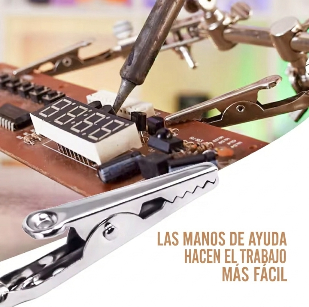 Lupa de mesa USB con Luz Led y tercera mano para Soldadura , Electrónica y Miniaturas