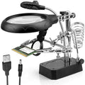 Lupa de mesa USB con Luz Led y tercera mano para Soldadura , Electrónica y Miniaturas